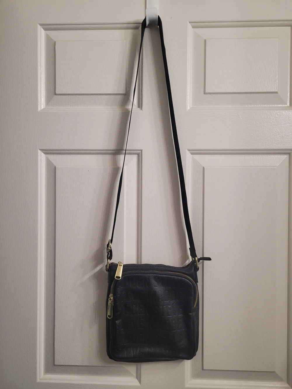 Stve Madden Black Leather Crossbody Bag with Gold Hardware